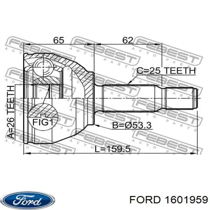 Граната колісна Ford 1601959 ціна, від 32.24 USD