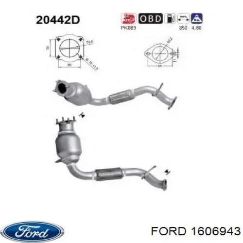 Купити 1606943 Ford Перетворювач відпрацьованих газів