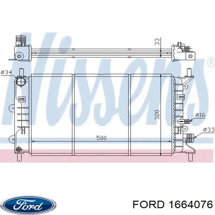 Радіатор охолодження двигуна 1664076 Ford