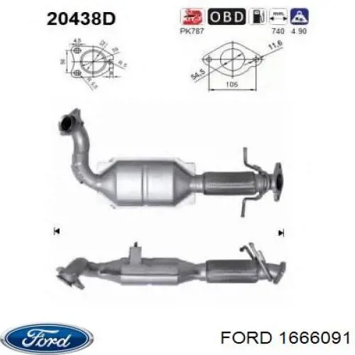 Конвертор-каталізатор (каталітичний нейтралізатор) Ford 1666091 ціна, від 194.77 USD