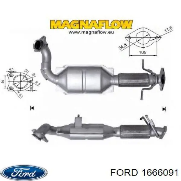 Купити 1666091 Ford Перетворювач відпрацьованих газів