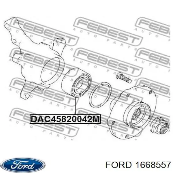 Комплект підшипник маточини передньої Ford 1668557 ціна, від 34.83 USD
