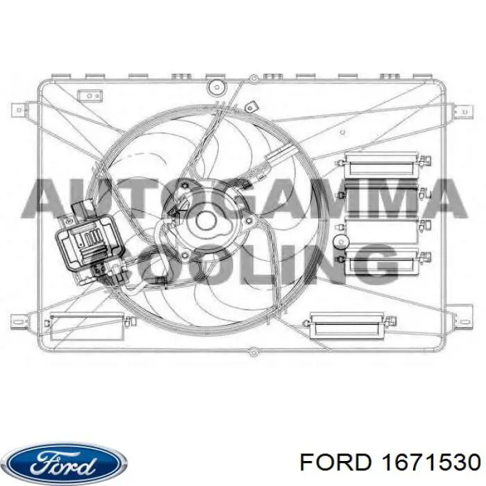 Дифузор радіатора охолодження, в зборі з двигуном і крильчаткою Ford 1671530 ціна, від 105.57 USD