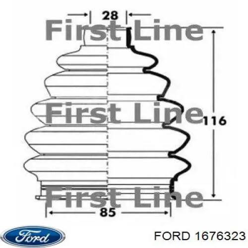Пильник ШРКШа зовнішній, лівий 1676323 Ford