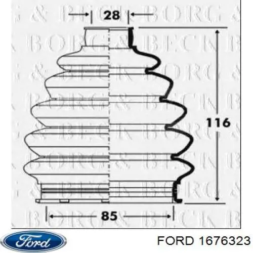 Пильник шарніра кутових швидкостей зовнішній лівий Ford 1676323 ціна, від 13.89 USD