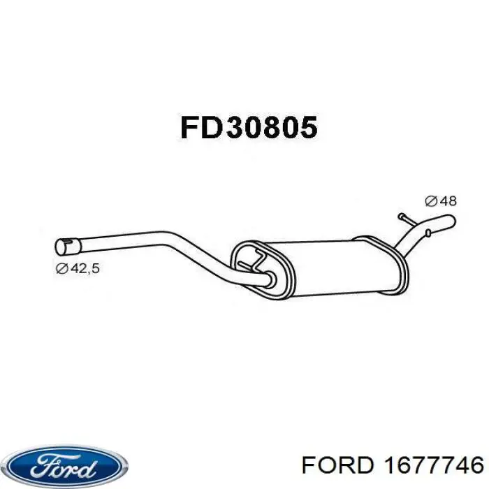 1677746 Ford глушник, центральна частина