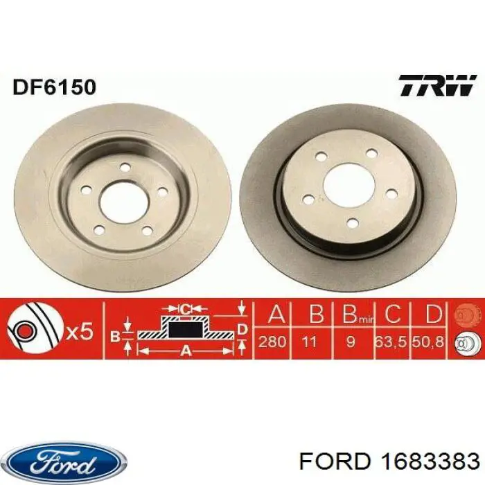 Купити 1683383 Ford Диск заднього гальма
