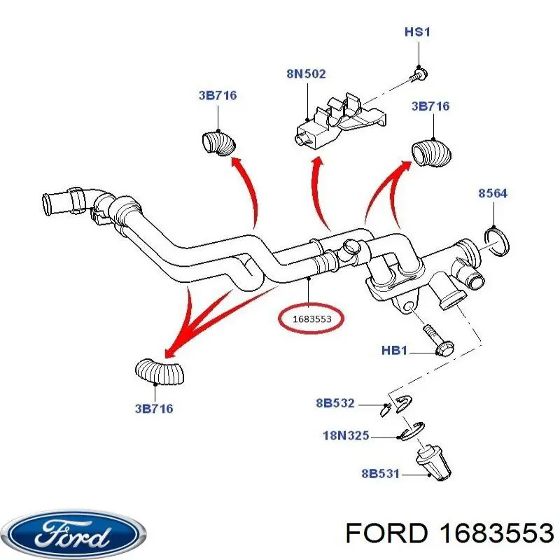 1683553 Ford шланг/патрубок системи охолодження
