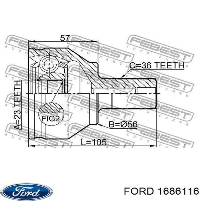 1686116 Ford піввісь (привід передня, ліва)