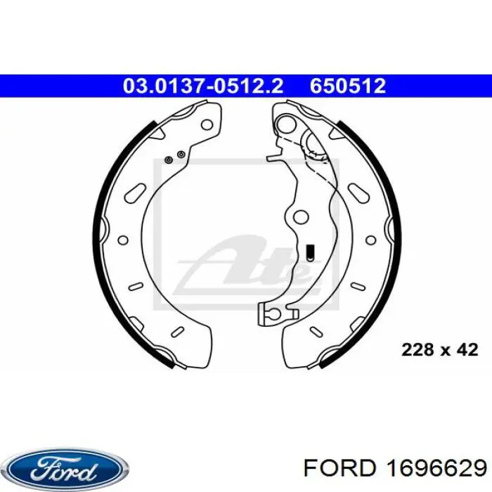 Колодки гальмові задні, барабанні 1696629 Ford