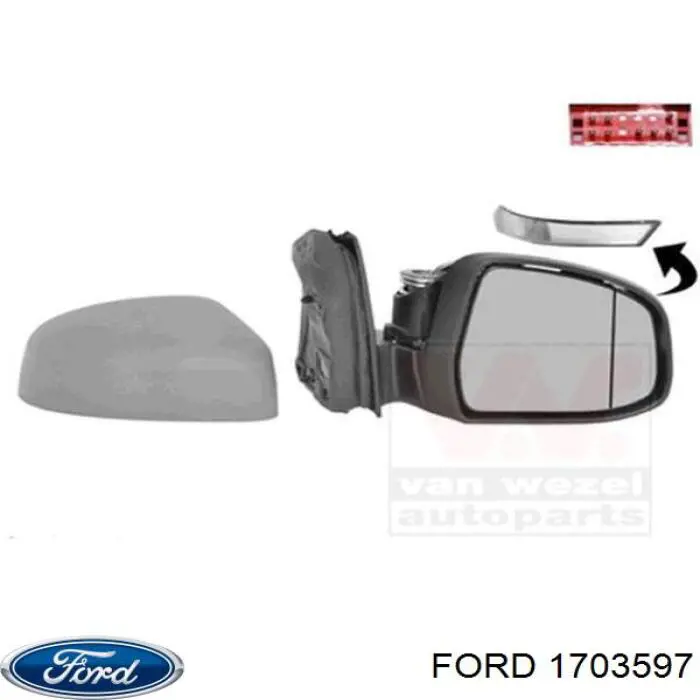 Купити 1703597 Ford Скло дзеркала заднього виду, правого
