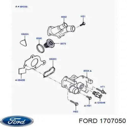 Кожух термостата Ford 1707050 ціна, від 8.87 USD