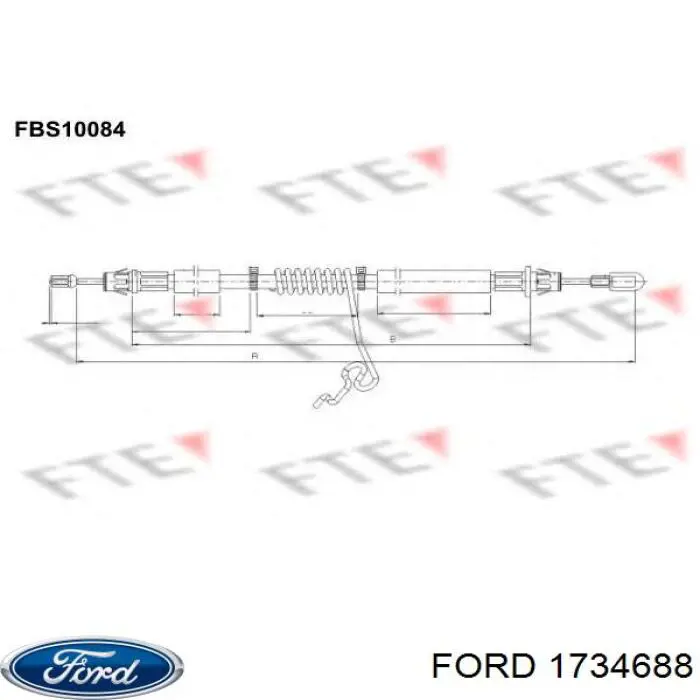 Трос стоянкового гальма задній правий Ford 1734688 ціна, від 12.29 USD