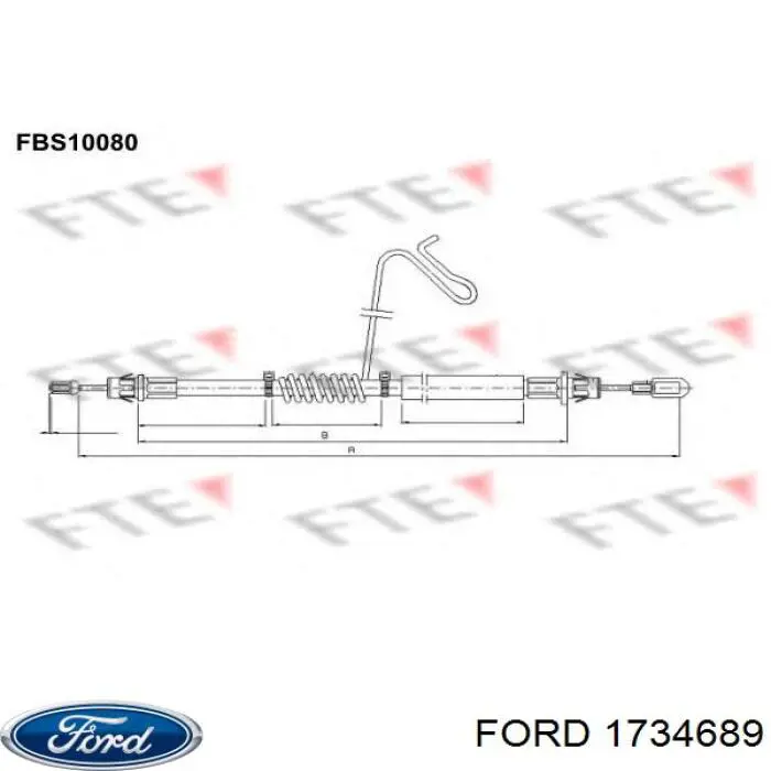 1734689 Ford трос ручного гальма задній, правий