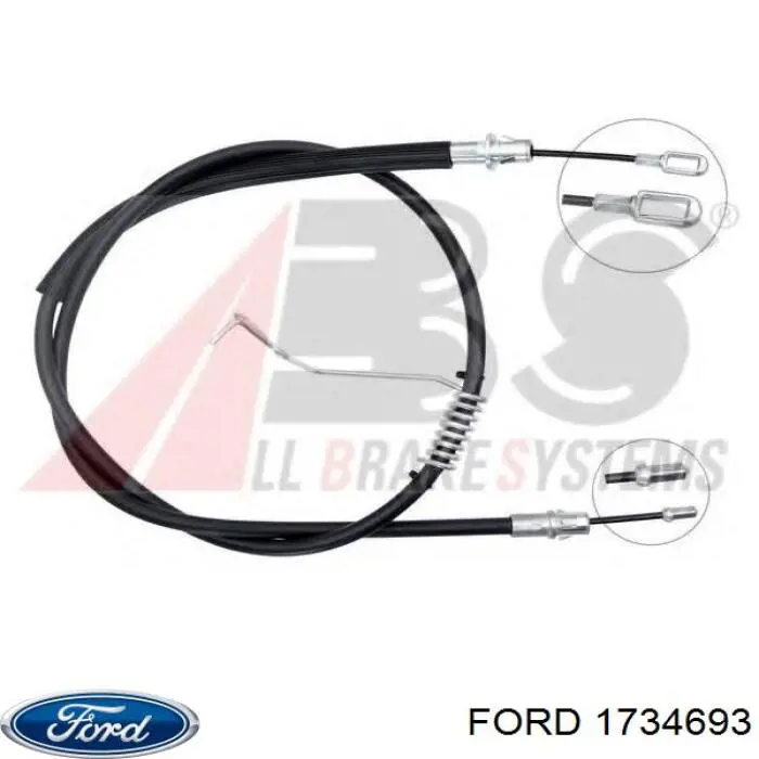 Купити 1734693 Ford Трос ручного гальма задній, лівий