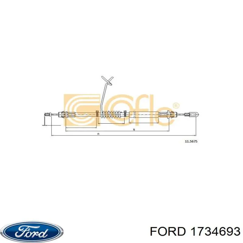 Трос стоянкового гальма задній лівий Ford 1734693 ціна, від 14.43 USD
