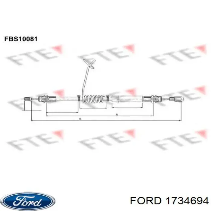 Трос стоянкового гальма задній лівий Ford 1734694 ціна, від 14.73 USD