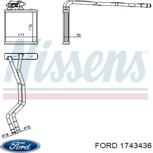 Радіатор пічки (обігрівача) Ford 1743436 ціна, від 48.47 USD