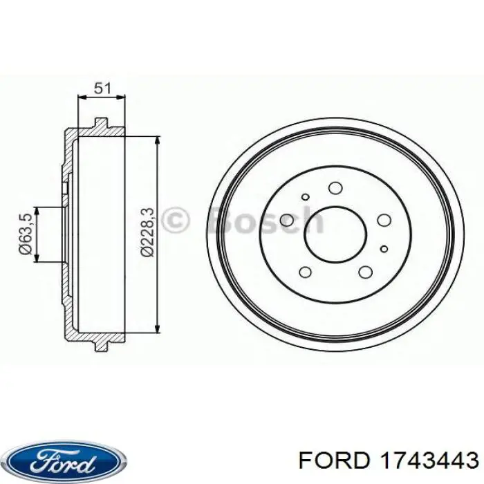 1743443 Ford Барабан гальмівний задній