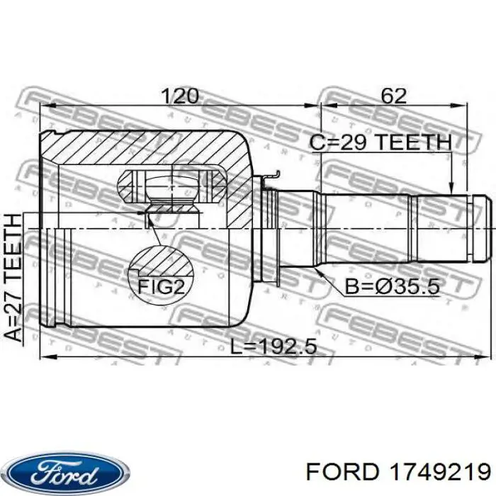 Купити 1749219 Ford Ліва піввісь