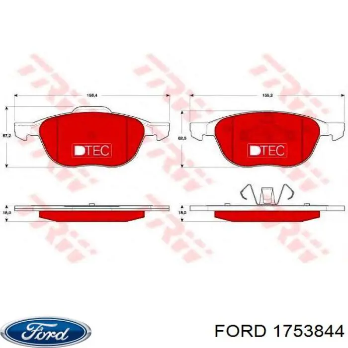 Купити 1753844 Ford Колодки гальмівні передні, дискові