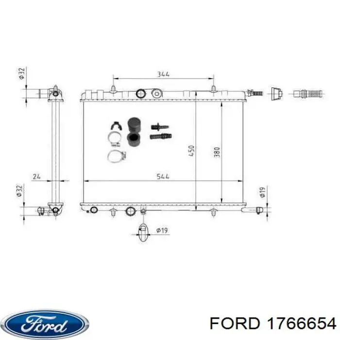 1766654 Ford дзеркало заднього виду, ліве