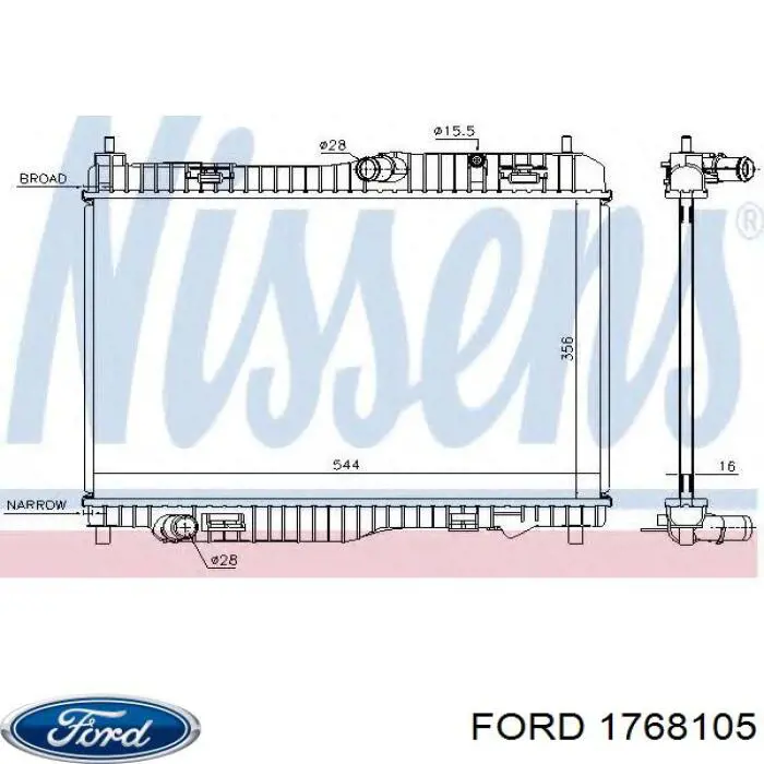 Радіатор основний Ford 1768105 ціна, від 101.35 USD