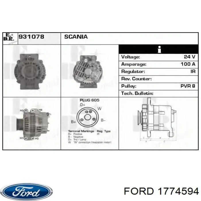 Фартух, дефлектор переднього бампера Ford 1774594 ціна, від 47.55 USD