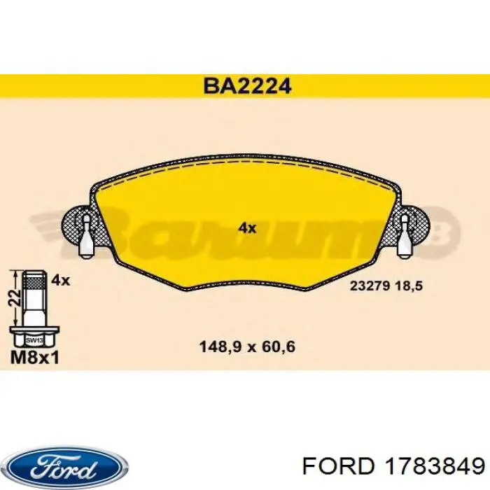 Купити 1783849 Ford Колодки гальмівні передні, дискові