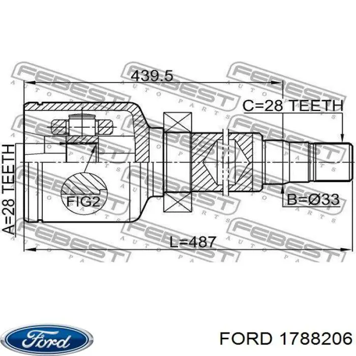 1788206 Ford Привід передній правий