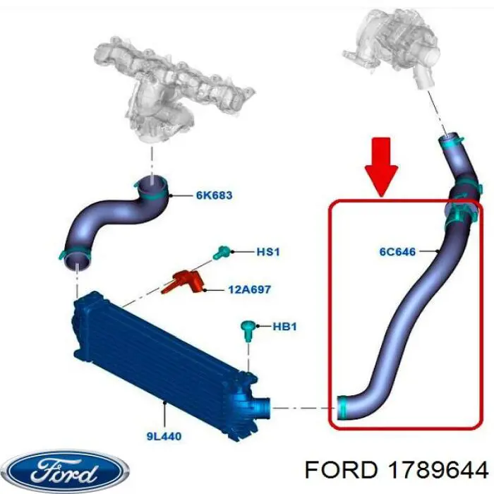 Шланг/патрубок интеркуллера 1789644 Ford