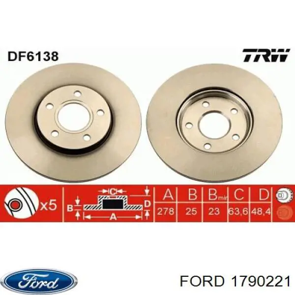 Диск гальмівний передній Ford 1790221