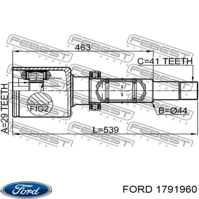 Передній правий внутрішній шрус на Ford Transit V347/8