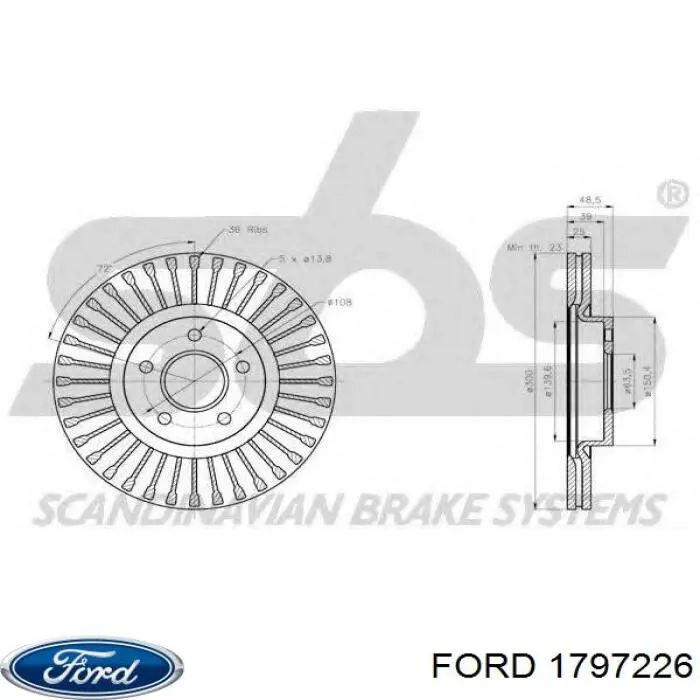 Диск переднього гальма Ford 1797226 ціна, від 54.02 USD