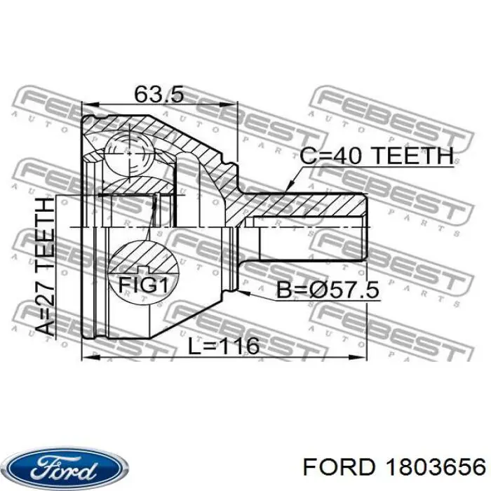 Піввісь (привід) передня, ліва 1803656 Ford