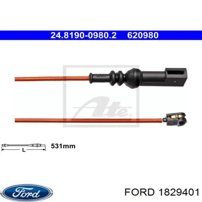 Датчик зносу гальмівних колодок, задній Ford 1829401 ціна, від 9.60 USD
