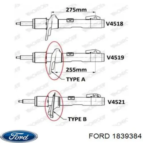 1839384 Ford амортизатор передній