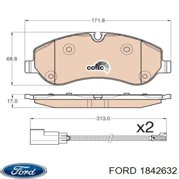 Гальмівні колодки Ford 1842632 ціна, від 29.39 USD