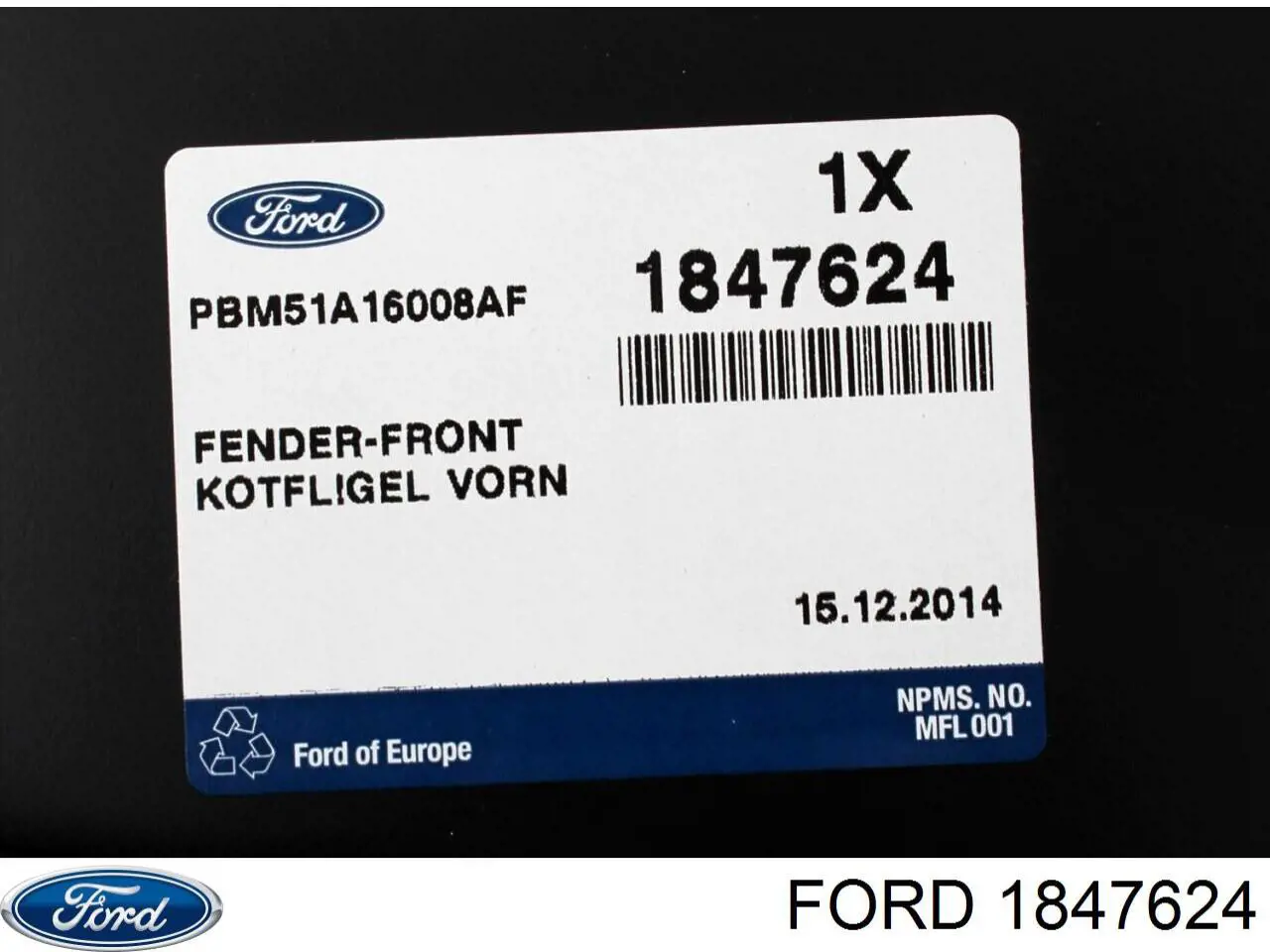 Крило переднє праве Ford 1847624 ціна, від 33.87 USD