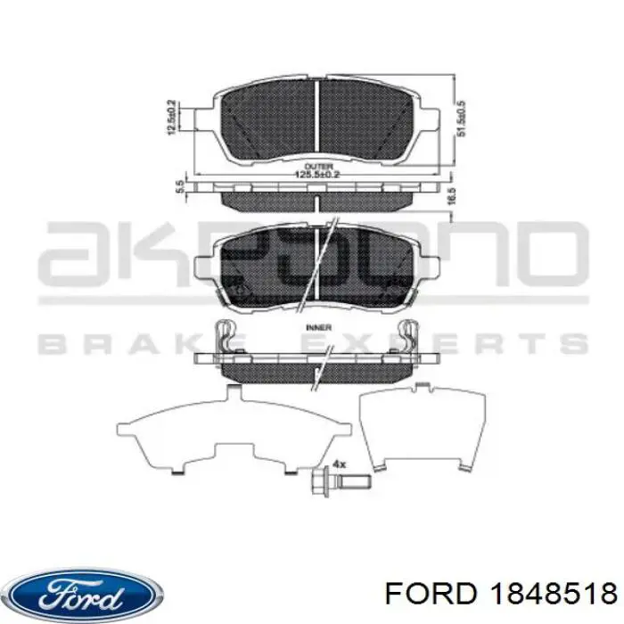 Тормозні колодки Ford 1848518