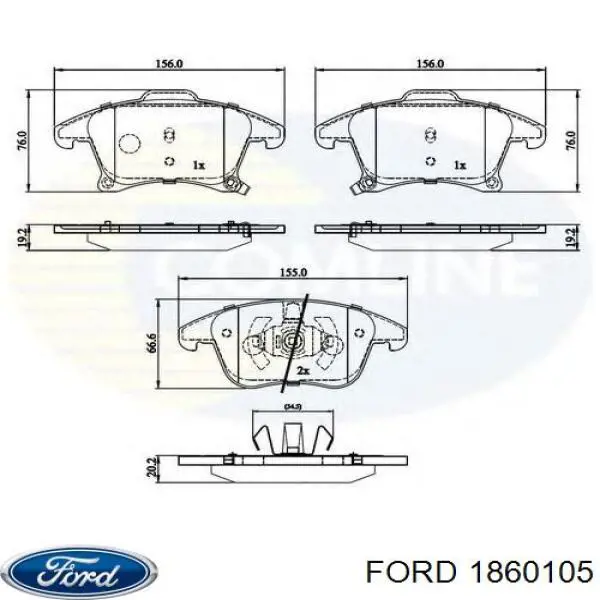 Колодки гальмівні передні, дискові 1860105 Ford