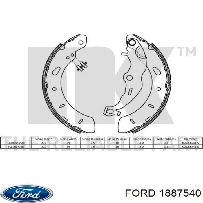 Купити 1887540 Ford Колодки гальмові задні, барабанні