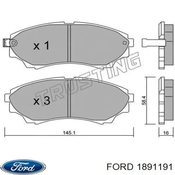 Гальмівні колодки Ford 1891191 ціна, від 28.23 USD