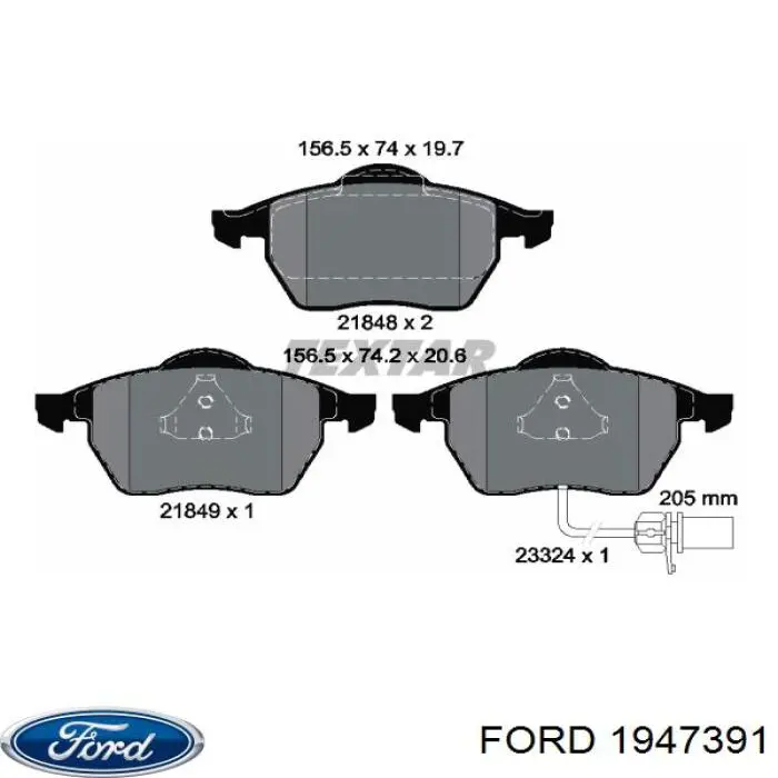 Купити 1947391 Ford Колодки гальмівні передні, дискові