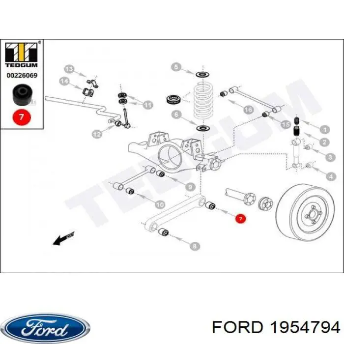 Купити 1954794 Ford Сайлентблок заднього поздовжнього важеля