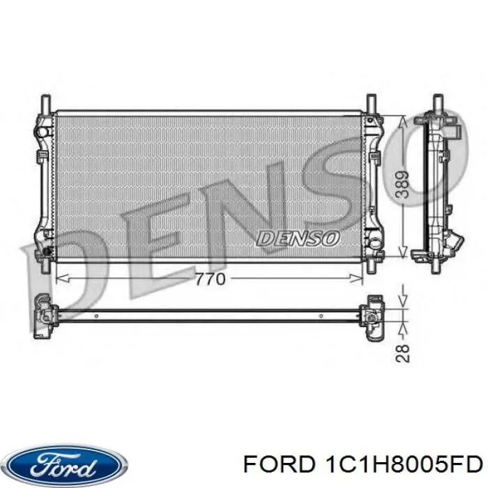 Радіатор охолодження двигуна 1C1H8005FD Ford