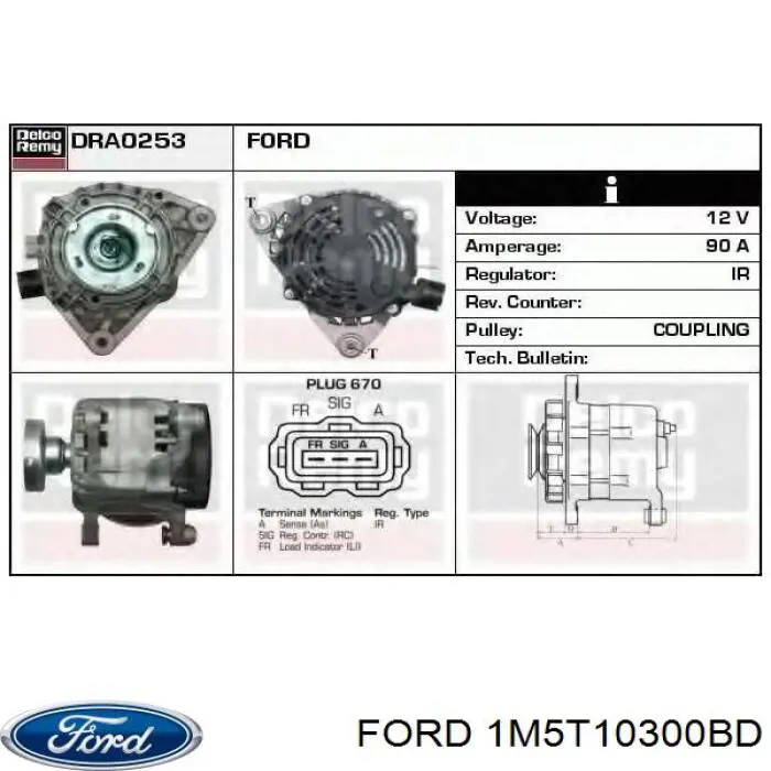 Генератор 1M5T10300BD Ford