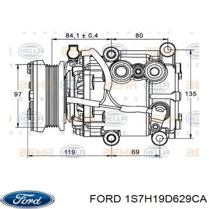 Компресор кондиціонера 1S7H19D629CA Ford