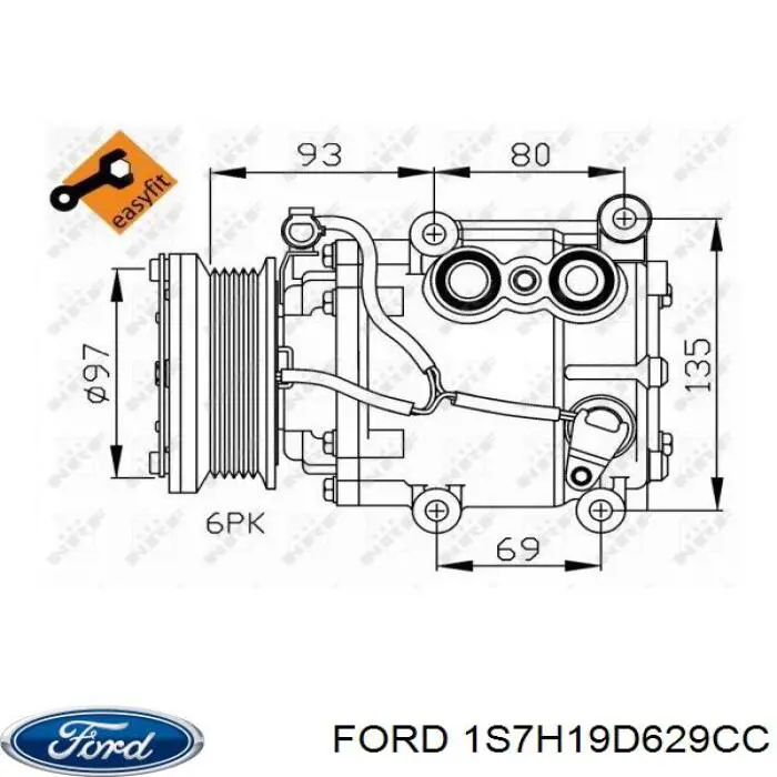 Компресор кондиціонера 1S7H19D629CC Ford