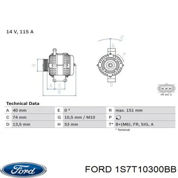 Купити 1S7T10300BB Ford Генератор